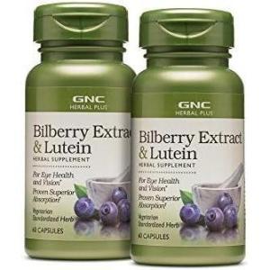 GNC Herbal Plus Bilberry Extract and Lutein Supplement, Vegetarian, Supports Eye and Vision Health, 60 Servings(2)