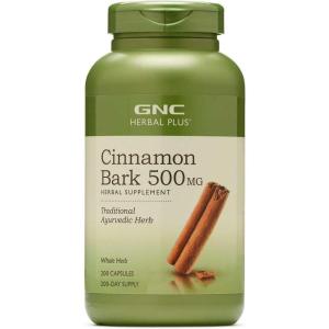 GNC Herbal Plus Cinnamon Bark 500mg Supplement, Traditional Ayurvedic Herb, 100 Servings(200 Count (Pack of 1))
