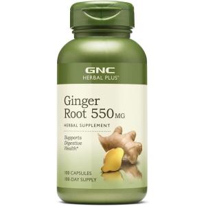 GNC Herbal Plus Ginger Root 550mg Supplement, Supports Digestive Health, 100 Servings