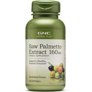 GNC Herbal Saw Palmetto Extract 160mg Supplement, Supports Healthy Prostate Function, 100 Servings