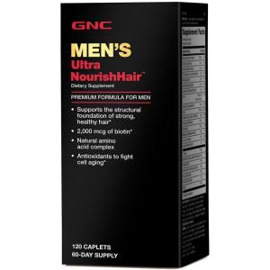 GNC Men’s Ultra Nourish Hair Supplement for Men, Supports Strong, Healthy Hair, 120 Caplets(120 Count (Pack of 1))