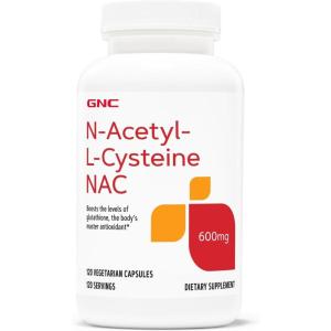 GNC N-Acetyl-L-Cysteine NAC 600mg – 120 Vegetarian Capsules (120 Servings)
