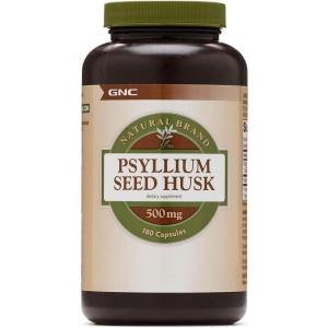 GNC Natural Brand Psyllium Seed Husk 500mg, Supports Digestive Health, 180 Capsules(180 Count (Pack of 1))