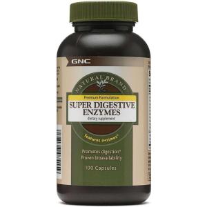 GNC Natural Brand Super Digestive Enzymes, Promotes Protein, Carbohydrate and Fat Digestion, 100 Capsules(100 Count (Pack of 1))