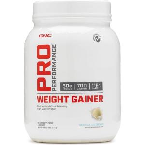 GNC Pro Performance Weight Gainer Protein Powder, Increase Muscle Mass, Banned Substance Tested, Vanilla Ice Cream, 6 Servings(Vanilla Ice Cream)