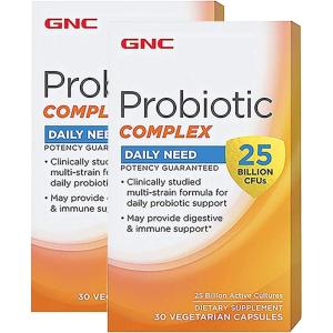 GNC Probiotic Complex Daily Need with 25 Billion CFUs, Twin Pack, 30 Capsules per Bottle, Daily Probiotic Support(2)