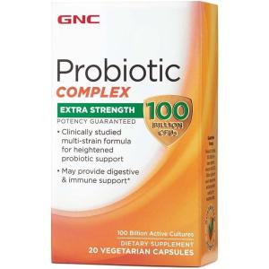 GNC Probiotic Complex Extra Strength with 100 Billion CFUs | for Heightened Probiotic Support and Digestive & Immune Support, Vegetarian | 20 Capsules(1)
