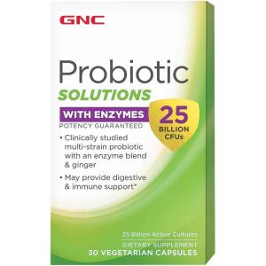 GNC Probiotic Solutions with Enzymes with 25 Billion CFUs, 30 Capsules, Daily Probiotic Support(2)