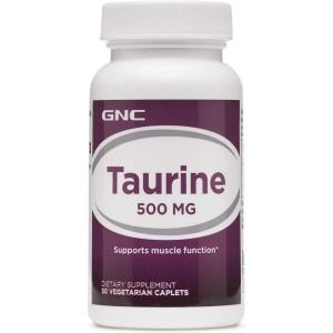 GNC Taurine 500mg, 50 Caplets, Supports Muscle Function(50 Count (Pack of 1))