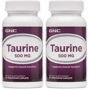 GNC Taurine 500mg, 50 Caplets, Supports Muscle Function(50 Count (Pack of 2))