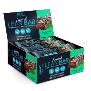 GNC Total Lean Layered Lean Bar| Hunger Satisfying – High Protein Snack Bar | Peanut Butter Pie – 9 Bars(Chocolate Mint)
