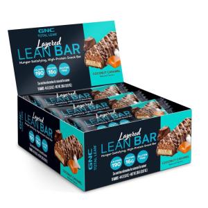 GNC Total Lean Layered Lean Bar| Hunger Satisfying – High Protein Snack Bar | Peanut Butter Pie – 9 Bars(Coconut Caramel)