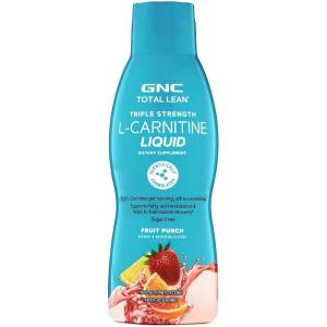 GNC Total Lean Triple Strength L-Carnitine Liquid | Supports Fatty Acid Metabolism and Helps to Fuel Muscle Recovery, Sugar Free | Fruit Punch | 16 fl.oz