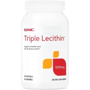 GNC Triple Lecithin 1200mg Supplement, Supports a Healthy Heart, Liver and Nervous System, 90 Servings(90 Count (Pack of 1))