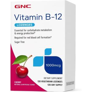 GNC Vitamin B-12 1000 mcg Lozenges, Cherry, 60 Lozenges, 60 Servings(120 Count (Pack of 1))