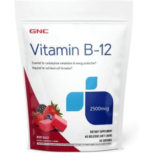 GNC Vitamin B12 2500mcg Supplement, Essential for Carbohydrate Metabolism and Energy Production, 60 Servings