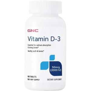 GNC Vitamin D3 50mcg Supplement, 2000 IU, Supports Teeth and Bone Health,180 Servings(180 Count (Pack of 1))