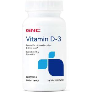 GNC Vitamin D3 50mcg Supplement, Supports Teeth and Bone Health, 180 Servings