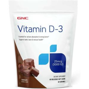 GNC Vitamin D-3 Soft Chews 1000IU – Chocolate | Provides 125% of The Daily Value of Vitamin D | 60 Soft Chews