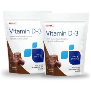 GNC Vitamin D-3 Soft Chews 1000IU – Chocolate – Twin Pack