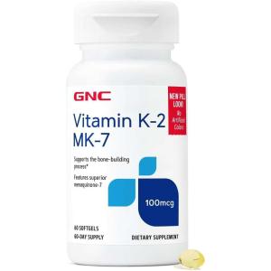 GNC Vitamin K-2 100mcg, Supports Bone-Building Process, 60 Softgels