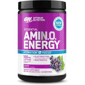 Optimum Nutrition Amino Energy Powder Plus Focus, with BCAA, Electrolytes, and Caffeine, Pineapple Twist, 30 Servings (Packaging May Vary)(Grape)