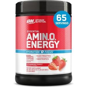 Optimum Nutrition Amino Energy Powder Plus Focus, with BCAA, Electrolytes, and Caffeine, Pineapple Twist, 30 Servings (Packaging May Vary)(Strawberry Burst)