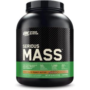 Optimum Nutrition Serious Mass, Weight Gainer Protein Powder, Mass Gainer, Vitamin C and Zinc for Immune Support, Creatine, Chocolate Peanut Butter, 6 Pound (Packaging May Vary)(Chocolate Peanut Butter)