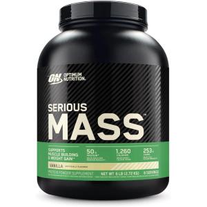 Optimum Nutrition Serious Mass, Weight Gainer Protein Powder, Mass Gainer, Vitamin C and Zinc for Immune Support, Creatine, Chocolate Peanut Butter, 6 Pound (Packaging May Vary)(Vanilla)