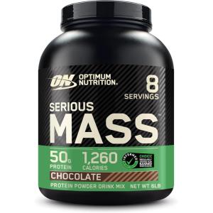 Optimum Nutrition Serious Mass, Weight Gainer Protein Powder, Mass Gainer, Vitamin C and Zinc for Immune Support, Creatine, Chocolate Peanut Butter, 6 Pound (Packaging May Vary)(Chocolate)