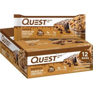 Quest Nutrition S’Mores Protein Bars, 21g Protein, 1g Sugar, 4g Net Carb, Gluten Free, Keto Friendly, 12 Count(Dipped Chocolate Chip Cookie Dough)