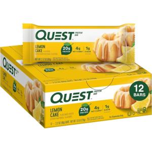 Quest Nutrition S’Mores Protein Bars, 21g Protein, 1g Sugar, 4g Net Carb, Gluten Free, Keto Friendly, 12 Count(Lemon Cake)