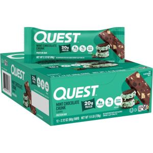 Quest Nutrition S’Mores Protein Bars, 21g Protein, 1g Sugar, 4g Net Carb, Gluten Free, Keto Friendly, 12 Count(Mint Chocolate Chunk)