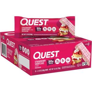 Quest Nutrition S’Mores Protein Bars, 21g Protein, 1g Sugar, 4g Net Carb, Gluten Free, Keto Friendly, 12 Count(Strawberry Shortcake)