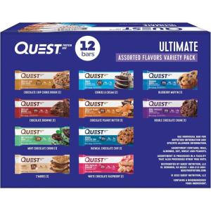 Quest Nutrition S’Mores Protein Bars, 21g Protein, 1g Sugar, 4g Net Carb, Gluten Free, Keto Friendly, 12 Count(Ultimate Variety Pack)