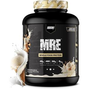 REDCON1 MRE Whole Food Protein Powder, Fudge Brownie – Meal Replacement Made with Animal and Plant Based Protein Sources, Nutrient and Calorie Dense, 0g Added Sugar (24 Servings)(Vanilla Milkshake)