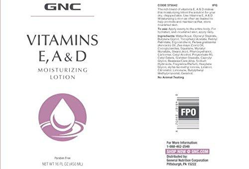 imageGNC Vitamins E A amp D Moisturizing Lotion 16oz Soothes Dry Chapped Skin
