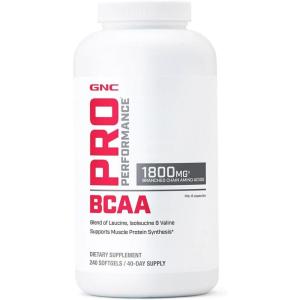 GNC Pro Performance BCAA 1.8g, 3rd Party Tested Supplement for Men & Women, Branched Chain Amino Acids, Essential Amino Acids Supports Muscle Protein Synthesis, 240 Softgels, 40 SVG