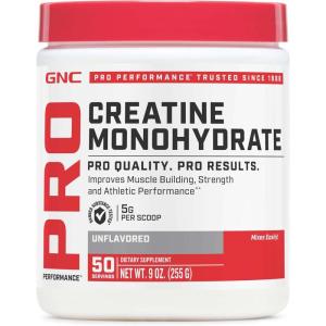 GNC Pro Performance Creatine Monohydrate Powder for Women & Men, 5g Creatine Per Serving, Muscle Building, Energy Production, Endurance, Performance, 50 Servings(9 Ounce (Pack of 1))