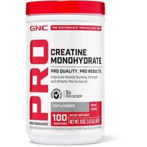 GNC Pro Performance Creatine Monohydrate Powder for Women & Men, 5g Creatine Per Serving, Muscle Building, Energy Production, Endurance, Performance, 50 Servings(100 Servings)