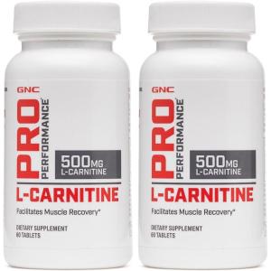 GNC Pro Performance L-Carnitine, 60 Tablets, Supports Muscle Recovery(60 Count (Pack of 2))