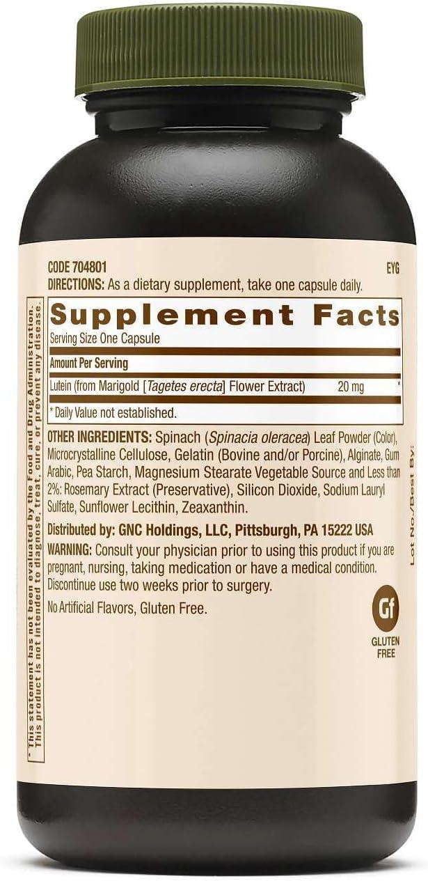 imageGNC Natural Brand Lutein 20mg Supports Eye Health 60 Capsules60 Count Pack of 1