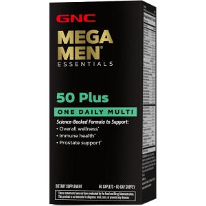GNC Mega Men 50 Plus Multivitamin | Antioxidants | Heart Health | Prostate and Circulatory Support | 1 Daily(60 Count (Pack of 1))