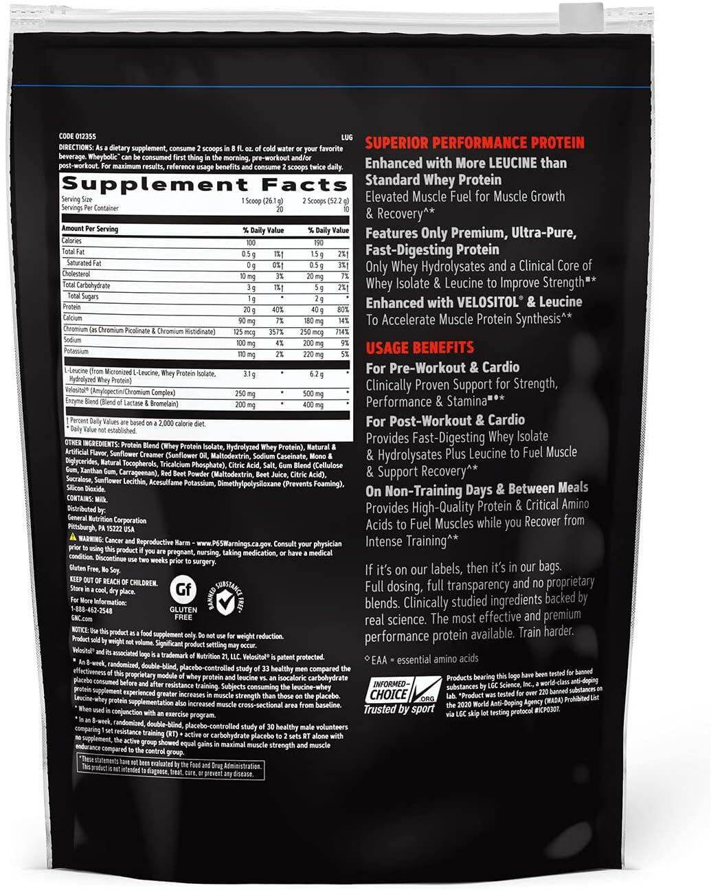 imageGNC AMP Wheybolic Clinically Proven Protein Powder 40g Whey Protein BCAA Leucine Increases Muscle Strength Muscle Building 3rd Party Tested Gluten Free Banana Milkshake 25 ServingsStrawberries and Cream
