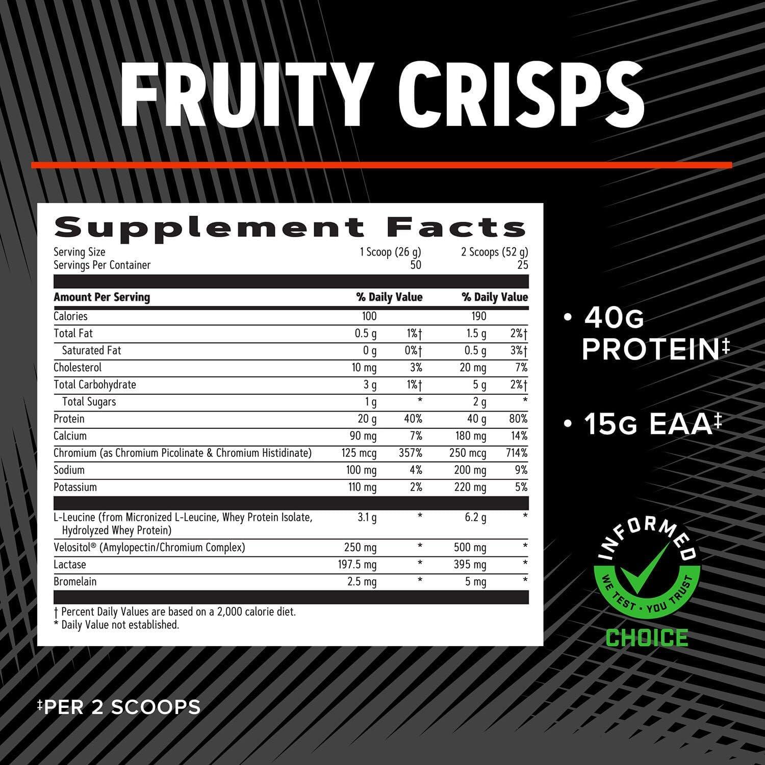 imageGNC AMP Wheybolic Clinically Proven Protein Powder 40g Whey Protein BCAA Leucine Increases Muscle Strength Muscle Building 3rd Party Tested Gluten Free Banana Milkshake 25 ServingsFruity Crisps