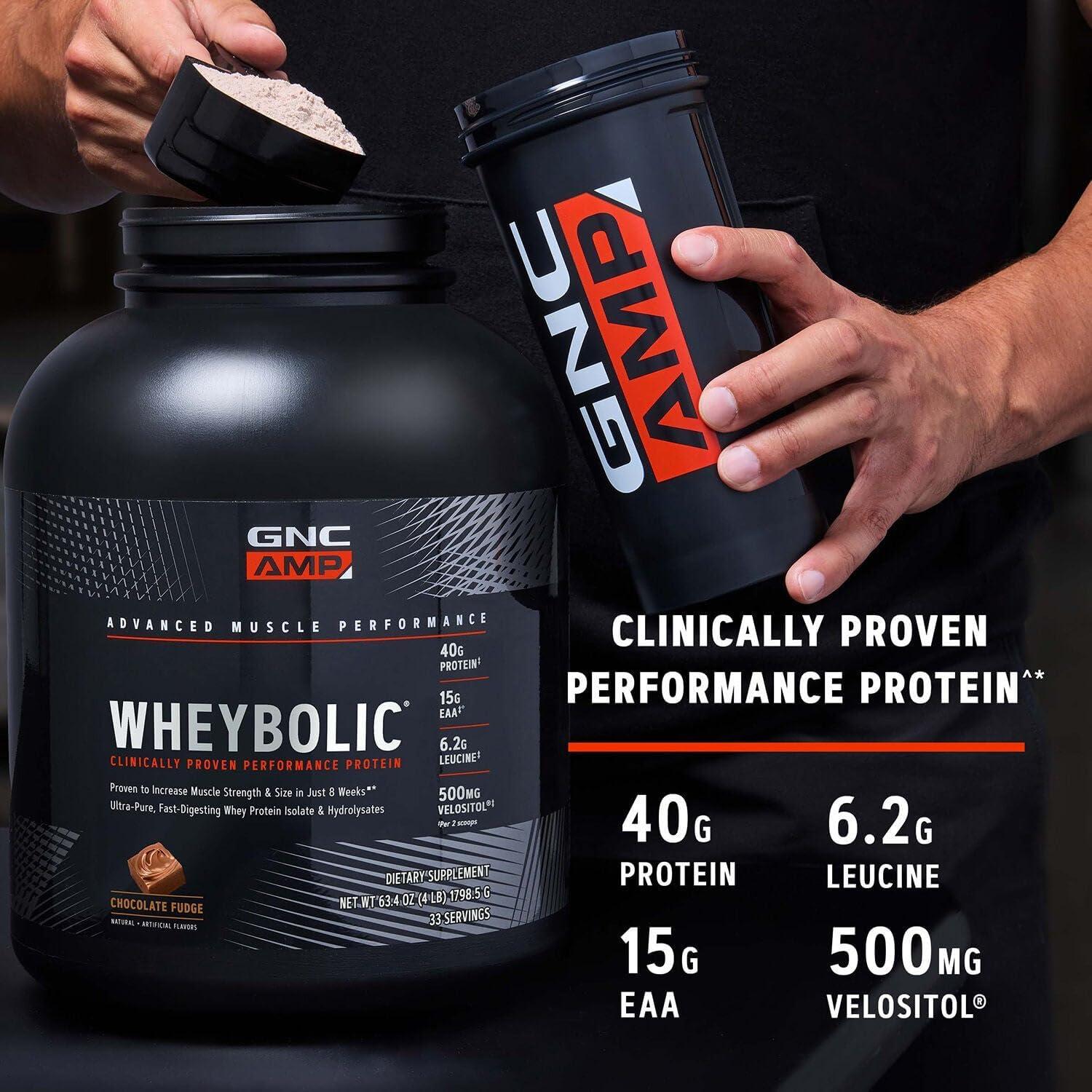 imageGNC AMP Wheybolic Clinically Proven Protein Powder 40g Whey Protein BCAA Leucine Increases Muscle Strength Muscle Building 3rd Party Tested Gluten Free Banana Milkshake 25 ServingsStrawberries and Cream