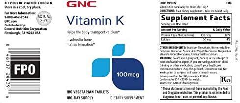 imageGNC Vitamin K 100mcg 180 Tablets Helps The Body Transport Calcium
