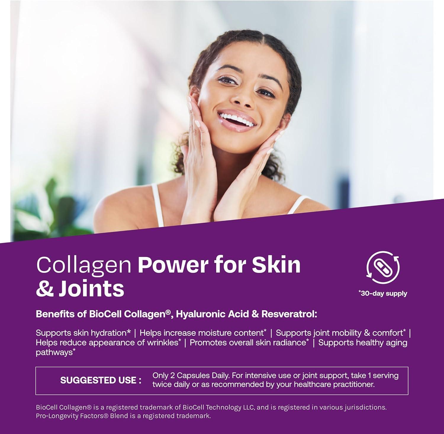 imageResVitle Collagen Enhance Beauty Supplement with Hyaluronic Acid amp Resveratrol 120 Capsules60 Count Pack of 1
