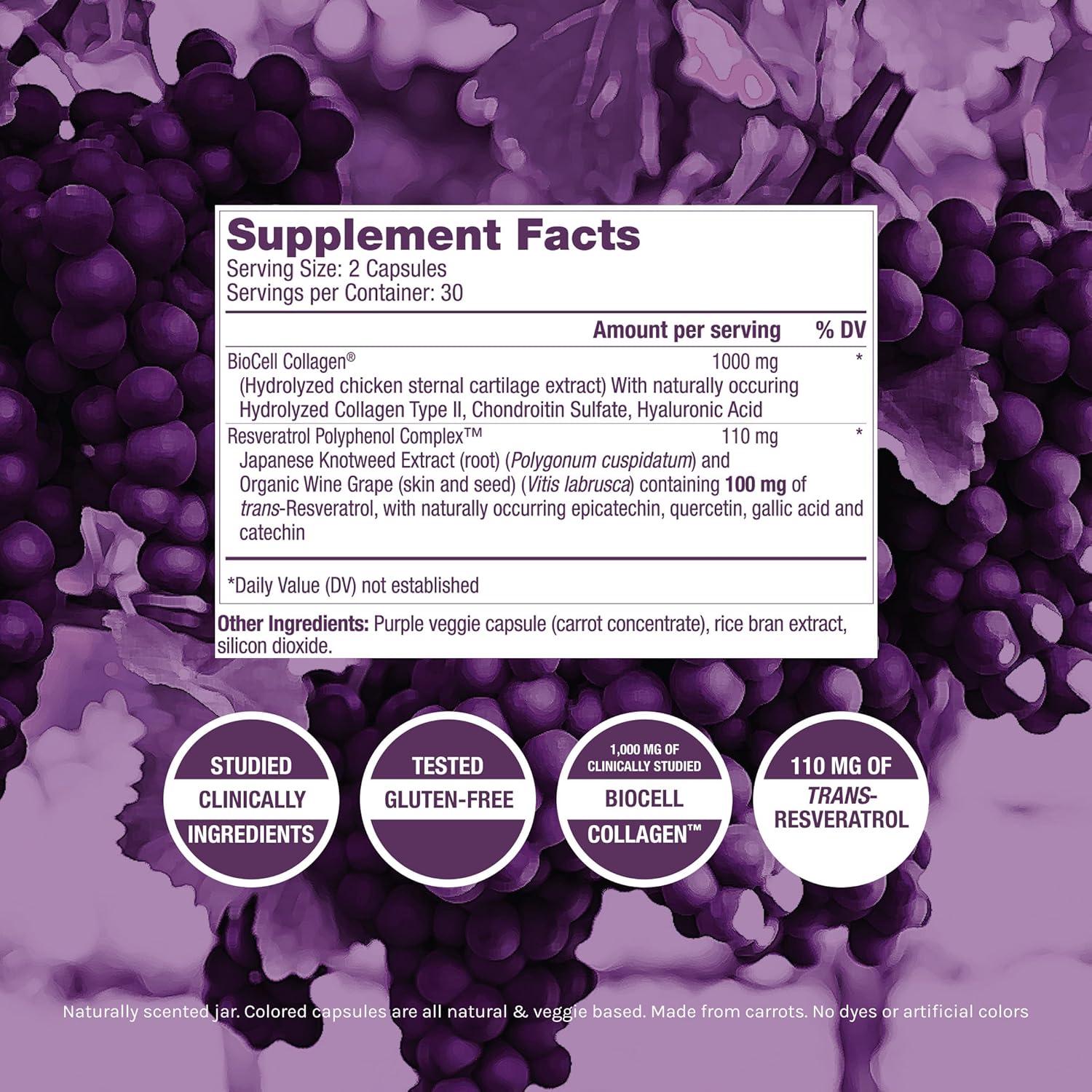 imageResVitle Collagen Enhance Beauty Supplement with Hyaluronic Acid amp Resveratrol 120 Capsules60 Count Pack of 1
