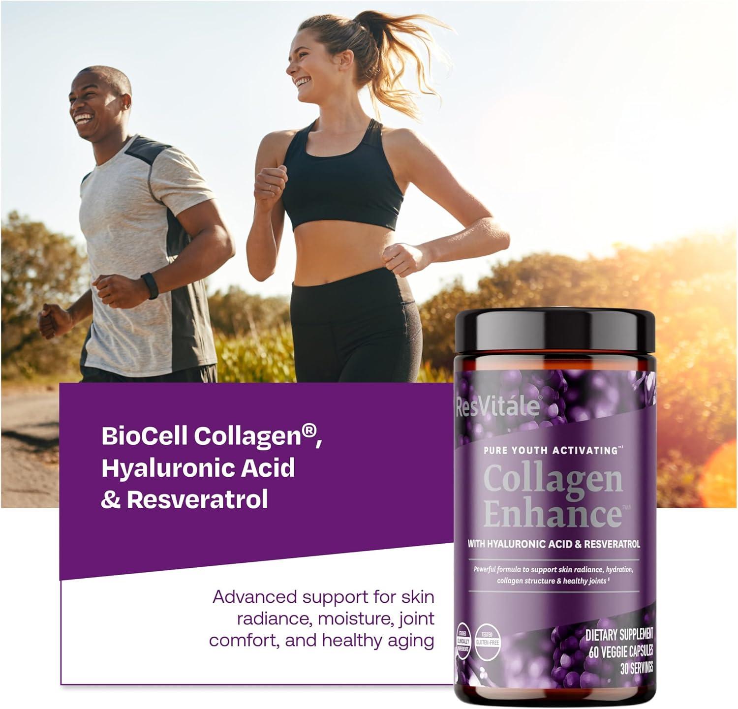 imageResVitle Collagen Enhance Beauty Supplement with Hyaluronic Acid amp Resveratrol 120 Capsules60 Count Pack of 1